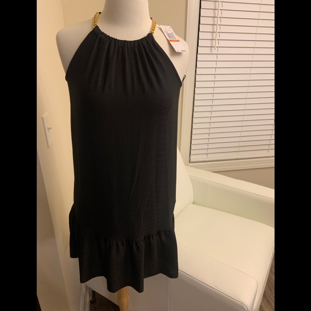 New MK flounce dress with gold chain detail straps